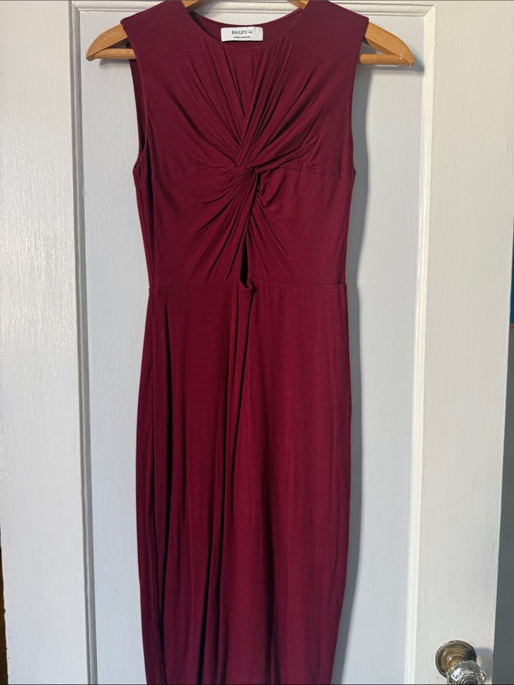 Bailey 44 Twist-Front Sleeveless Midi Dress in Burgundy